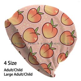 Berets Pretty Peaches-Pink Beanies Knit Hat Peaches Fruit Pink Orange Yellow Soft Aesthetic Cute Kawaii Sparkle Summer Refreshing