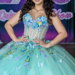 Glitter Sweetheart Quinceanera Dress Ball Gown Applique Bow Beading Tull Mexican Off The Shoulder Sweet 16 Vestido De 15 Anos