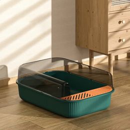 Cat Litter Box Large Capacity Semi-enclosed Sandbox Design Box for Cats Plastic Pet Toilet Anti Splash Tray Big litter Bedpans 240306