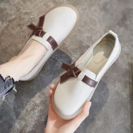 Shoes Genuine Leather Shoes Flats 2022 New Fashion Platform Women White Loafers Summer Classic Nurse Shoes Ladies Leather Flats