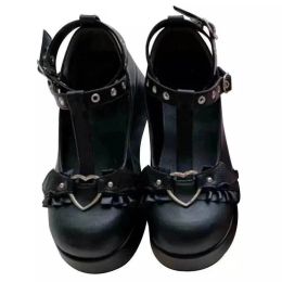 Boots YUDX Sweet Heart Wedges Mary Janes Women Pink TStrap Chunky Platform Lolita Shoes Woman Punk Gothic Cosplay Plus Size 43