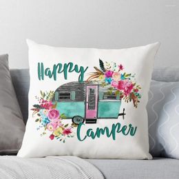 Pillow Happy Camper - Vintage RV / Camping Trailer Gifts For Lovers Throw Pillows Decor Home Luxury Sofa S