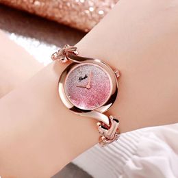 Wristwatches Luxury Rose Gold Women Watches Love Heart Shaped Alloy Strap Gradient Color Dial 30M Water Resistance Fashion Quartz Wrist