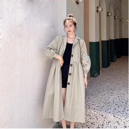 Womens Clothing Loose Sweet Lantern Sleeve Flattering Trench Coat Autumn NO9 240309