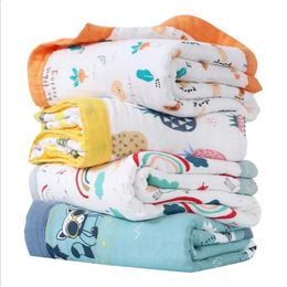 6 Layers Muslin Cotton Baby Receiving Blanket Infant Kids Swaddle Wrap Sleeping Warm Quilt Bed Cover 240313