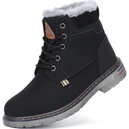 HBP Non-Brand Factory Price Leather Warm Anti Slip Waterproof Black Outdoor Cotton Winter Shoes Snow Boots For Kids Child