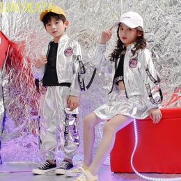 Stage Wear Jazz Dance Children's Performance Clothing Tank Top Shirt PU Jackets Shorts Ballroom