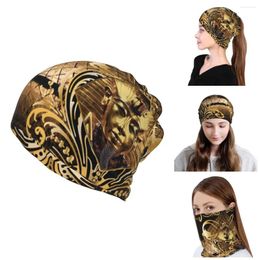 Berets Egypt God Pharaoh Skullies Beanies Caps Bandana Neck Gaiter UV Protection Face Scarf Cover Hieroglyphs Headwear Tube Balaclava