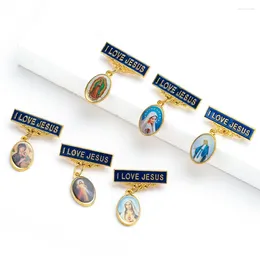 Brooches 5 Pcs/lot Random Pictures Virgin Mary Jesus Small For Women Fashion Brooch Bag Lapel Pin Men Badge Jewelry Gift Friend