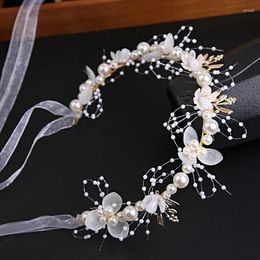 Hair Clips Bridal Pearl Headdress For Women Flower Wreath Bride Garland Head Hoop Headbands Wedding Jewelry Children Gifts