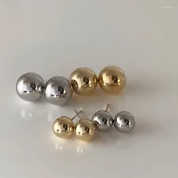 Stud Earrings Minimalist Gold Silver Colour Ball For Women Girl Party Hiphop Round Pendant Studs Earring Jewellery