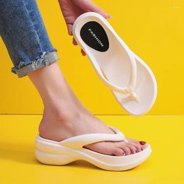 Slippers Drop Wedge Summer Flip Flops For Women 2024 Chunky Platfrom Clip Toe Sandals Shoes Woman Beach Casual Outdoor