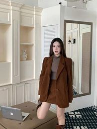 Two Piece Dress UNXX Elegant Set Women Lapel Long Sleeve Blazer Jacket Autumn High Waist Midi Skirt Short 2 Pieces Female Office Lady Girl