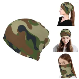 Berets Woodland Camouflage Skullies Beanies Caps Men Women Windproof Neck Gaiter Winter Military Army Camo Bandana Scarf For Hiking