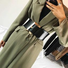 Width 9cm Black Faux Leather Wide Waist Belt Women Fashion Pu Elastic Waistband Corset Belts For Coats High Waist Belt232u