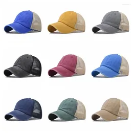 Ball Caps Washed Cotton Baseball Cap Fashion Denim UV Protection Mesh Visor Adjustable Sport Hat Summer