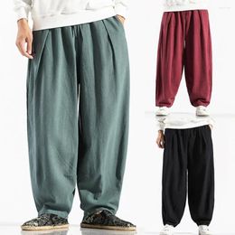 Men's Pants Loose Summer Solid Color Pockets Trousers Skin-friendly