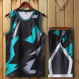 Camouflage Men Basketball Set Uniforms kits Sports clothes Mens basketball jerseys college tracksuits DIY Customised 240314