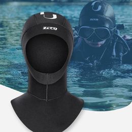 3/5mm Neoprene Scuba Diving Hood With Shoulder Snorkelling Equipment Hat Cap Winter Swim Warm Wetsuit Diving Helmet Unisex 240304