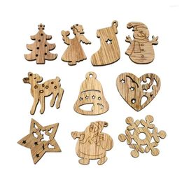 Christmas Decorations 50PCS 25-30MM Decoration Accessories Hanging Hole Wooden Chip Home Holiday Wishing Card Board Pendant