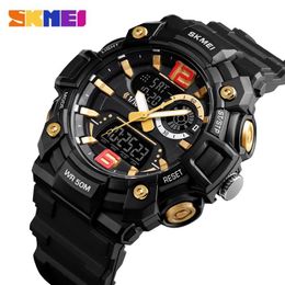 SKMEI Sport Men Watch Digital Watch Fashion Dual Display 5Bar Waterproof Luminous 3 Time Multi-Function watch montre homme 1529301J