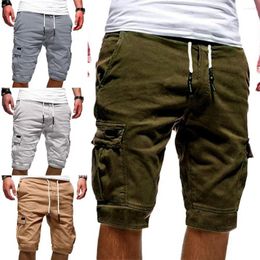 Men's Shorts Fashion Half Pants Cargo Solid Color Multi Pockets Summer Men Loose Drawstring For Jogging Clothing