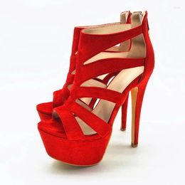 Dress Shoes Minan Ser 16cm Heel Women Sandals Fashion Platform Open Toe Thin High Red Woman Plus US Size 4-10.5