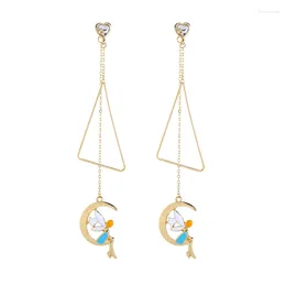 Dangle Earrings Arrivel Drop Earring Romantic Gold Color Enamel Girl&Moon For Women Wholesale Cute Charming Date Gift
