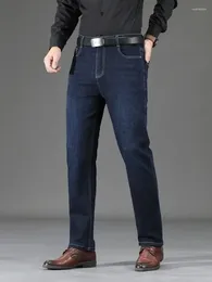 Men's Jeans Trousers Light Blue Man Cowboy Pants Work Wear With Pockets Straight In Washed Aesthetic Autumn Clothing Denim