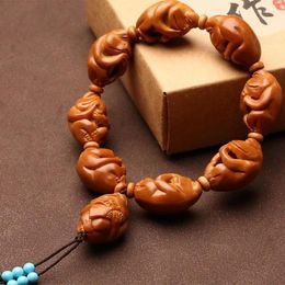 Strand Arrival Olive Nut Hand Hollow Carved Quagai Fortune Bracelet Stone Carving Frog