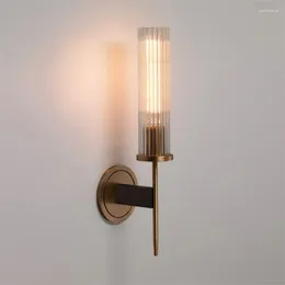 Wall Lamps Post Modern Double-head Copper Bracket Bedroom American Living Room Background Sconce Lights Luxury Fixtures