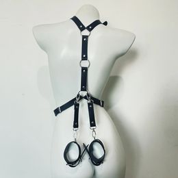 Sexy Women PU Leater Harness Hip Restraint Band Bdsm Bondage Strap Leg Tight Goth Accessories Erotic Underwear Fetish Sex Toys 240312