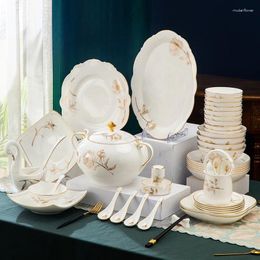 Dinnerware Sets European Style Tableware Ceramic Bowls Plates Jingdezhen Gifts