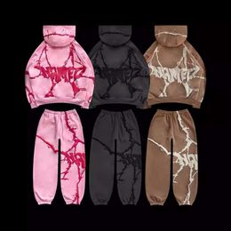 New Y2k Foam Print Tri Colour Hooded Sweater Autumn/winter Loose Oversize Set Clgr {category}