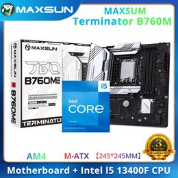 MAXSUN NEW Terminator B760M D4 with CPU i5 13400F Motherboard Set 4*SATA3 3*M.2 4*DDR4 128GB LGA1700 For Desktop computers