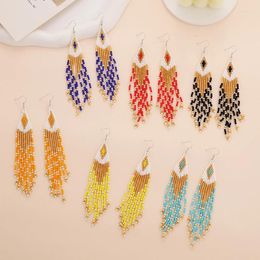 Dangle Earrings Fringed Hand Woven Fashion Personality Speckle Beading Simplicity Bohemia Alloy Ma'am Rice Bead