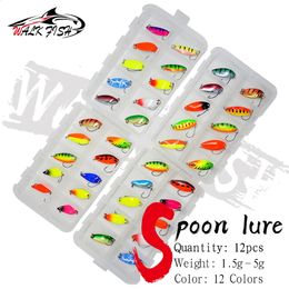 WALK FISH Metal Sequins Fishing Lure With Box Spoon Baits Mixed Colourful Winter Ice Sinking Single Hook Artificial 240313
