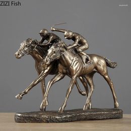 Decorative Figurines Metal Figure Sculpture Simulation Animal Crafts Ornaments Race Equestrian Athlete Horse Home Decoration