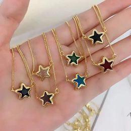 10Pcs Fashion Simple Design Cz Crystal Colorful Star Pendant Necklace Gold Plated Cubic Zirconia Chain Necklaces For Women Gifts 240311