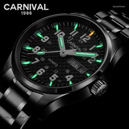Wristwatches Carnival T25 Tritium Gas Luminous Quartz Watch Men Waterproof Mens Watches Sapphire Crystal Clock Relogio Masculino 269