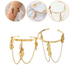 Charm Bracelets 2 Pcs Wristband Women Arm Jewellery Upper Metal Cuff Alloy Girls Armlet Charms Armlets