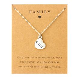 Aunt Sister Uncle Pendants Chain Necklaces Grandma Grandpa Family Mom Daughter Dad Father Brother Son Fashion Jewellery Love Gift2425