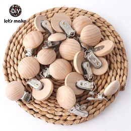 Lets Make 20pcs Pacifier Clip Making Wooden Soother Clip Nursing Accessories Diy Dummy Clip Chains Wooden Baby Teether 29*45mm 240308