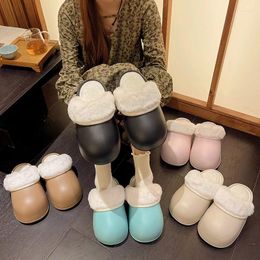 Slippers Fashion Simple Solid Korean Winter Outdoor Lovely Long Plush Indoor Soft Slides Footwear Home Warm Big Toe