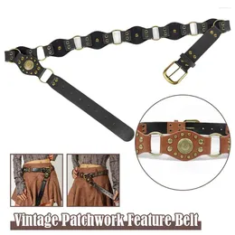Belts Retro Patchwork PU Belt Vintage Streetwear Rivet Stitched Y2k Women's Wide Waist Waistband Leather Casual Clothing Ma J5Y3