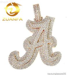 New Design Font S925 Sterling Silver 14k Real Solid Gold Hip Hop Iced Out Diamond Initials Letter Pendant