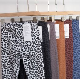 Calças esportivas de leopardo femininas cintura alta elástica yoga leggings calças de fitness esportes de fitness