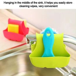 Kitchen Storage Sink Double Sides Sponge Holder Silicone Hanging Soap Basket Drying Rack Drain