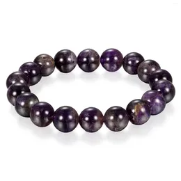 Strand Boniskiss Stylish All-match Temperament 12MM Wide Amethyst Buddhist Chinese Style Neutral Bead Bracelet For Men And Women