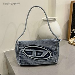 Cheap Wholesale Limited Clearance 50% Discount Handbag Old Denim Cowboy Dingdang Bag for Womens Autumn New Fashionable Stick Underarm